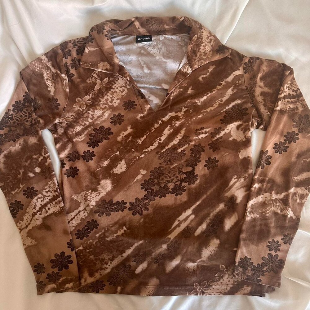 vintage y2k floral brown top